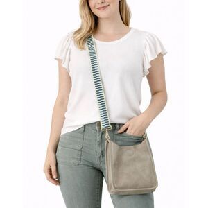 Ahdorned vegan leather mini crossbody bag taupe